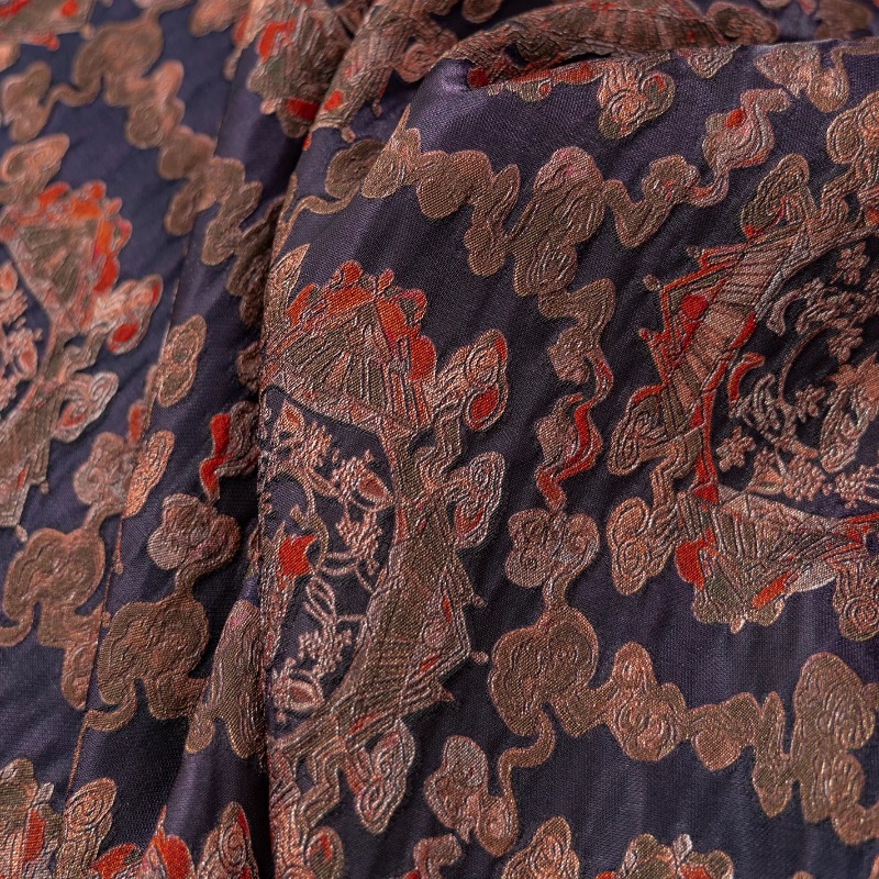 Sewing - 紫赤色のレーヨン花柄ジャカードルレックス生地新しい中国風のシャツドレス袍ベスト漢服 DIY 縫製アクセサリー