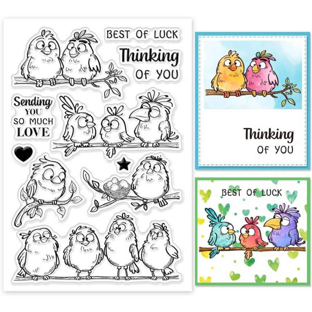 Clear Silicone Stamps For Card Making - 面白い鳥の枝クリアスタンプ漫画の動物シリコーンスタンプシール透明スタンプ DIY スクラップブッキングカード作成