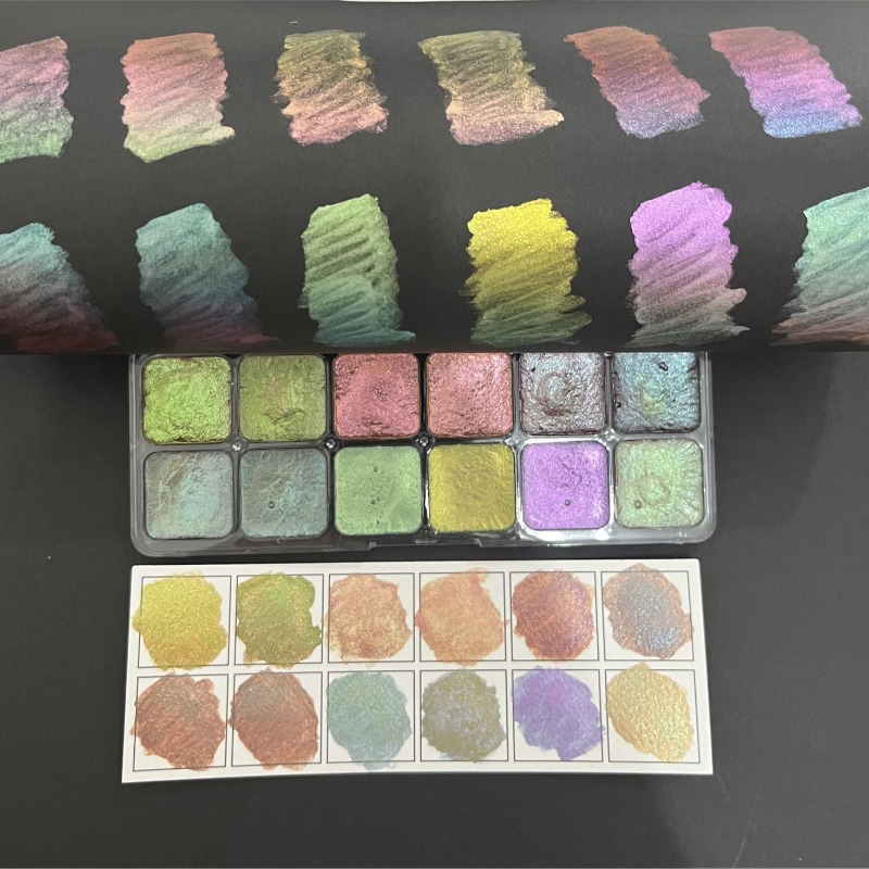 Watercolor Paint Set Solid Pigment - カメレオンソリッド水彩絵具、ソリッドパール光沢水彩顔料、メタリックグラデーションシマーピグメント、DIYネイル・カリグラフィー用