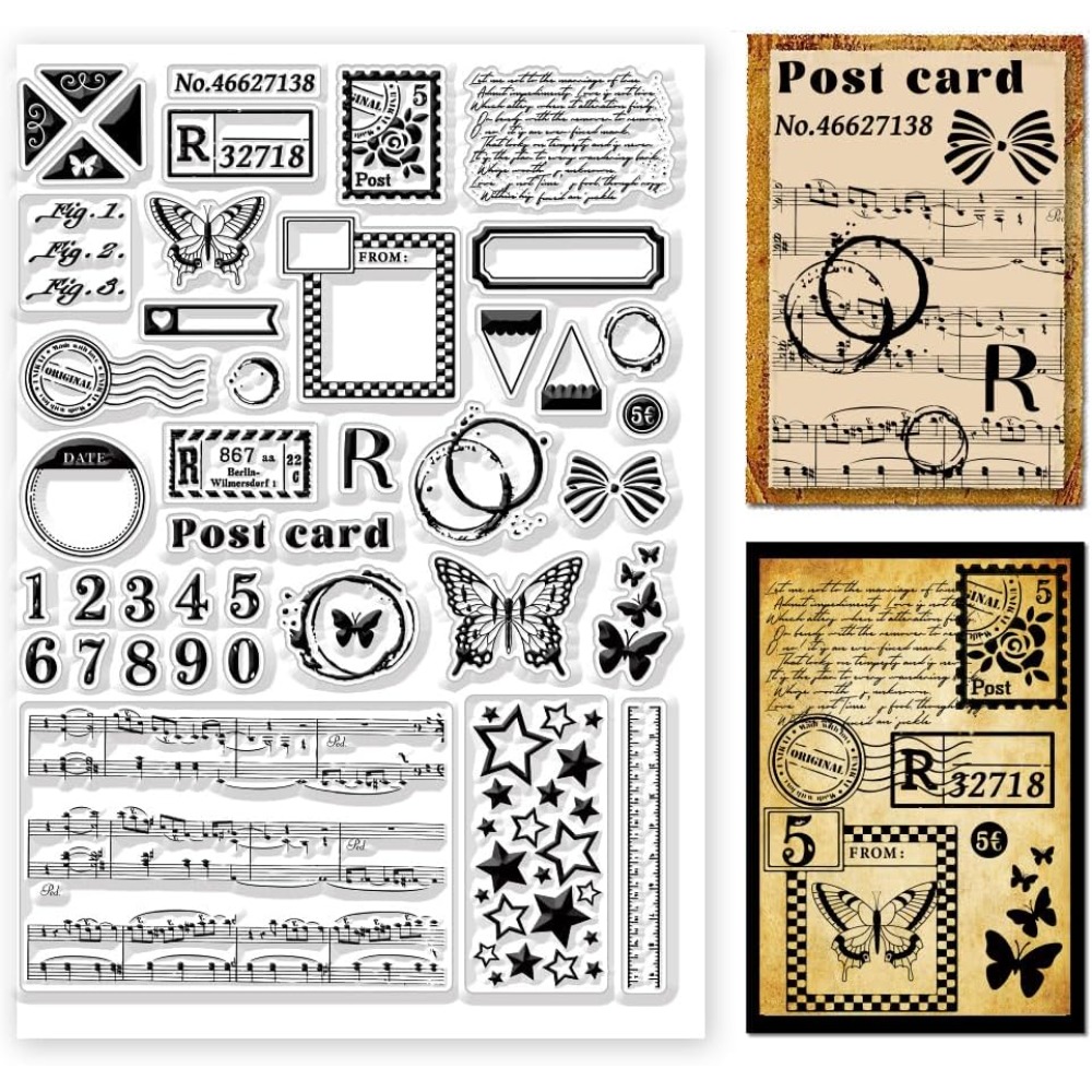 さまざまなパターン,ヴィンテージのテキスト,シリコンスタンプ - Clear Silicone Stamps For Card Making のレビューと価格