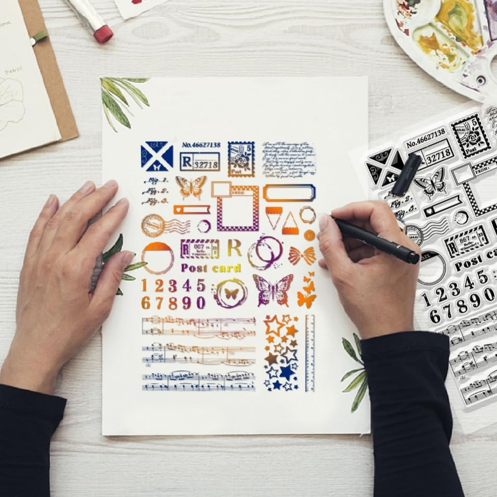 さまざまなパターン,ヴィンテージのテキスト,シリコンスタンプ - Clear Silicone Stamps For Card Making のレビューと価格