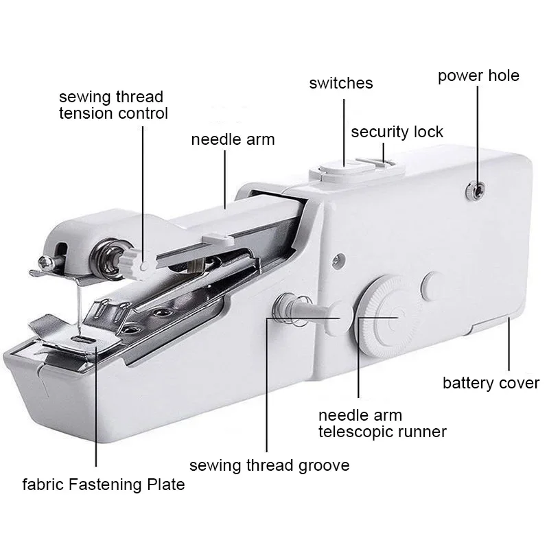 ポータブル手動家庭用ミシン,フットプレッサー,ロープフリー, - Mini Electric Sewing Machine Handheld のレビューと価格