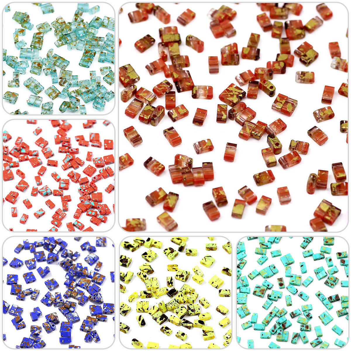 5 × 2 ミリメートルピカソカラーダブル穴ガラスティラビー - Glass Seed Beads 2Mm Jewelry Making のレビューと価格