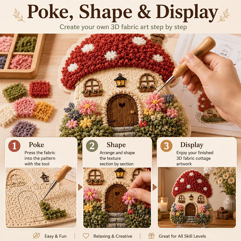3Dマッシュルームハウス ポケアート DIYキット 布製パン - Sewing のレビューと価格