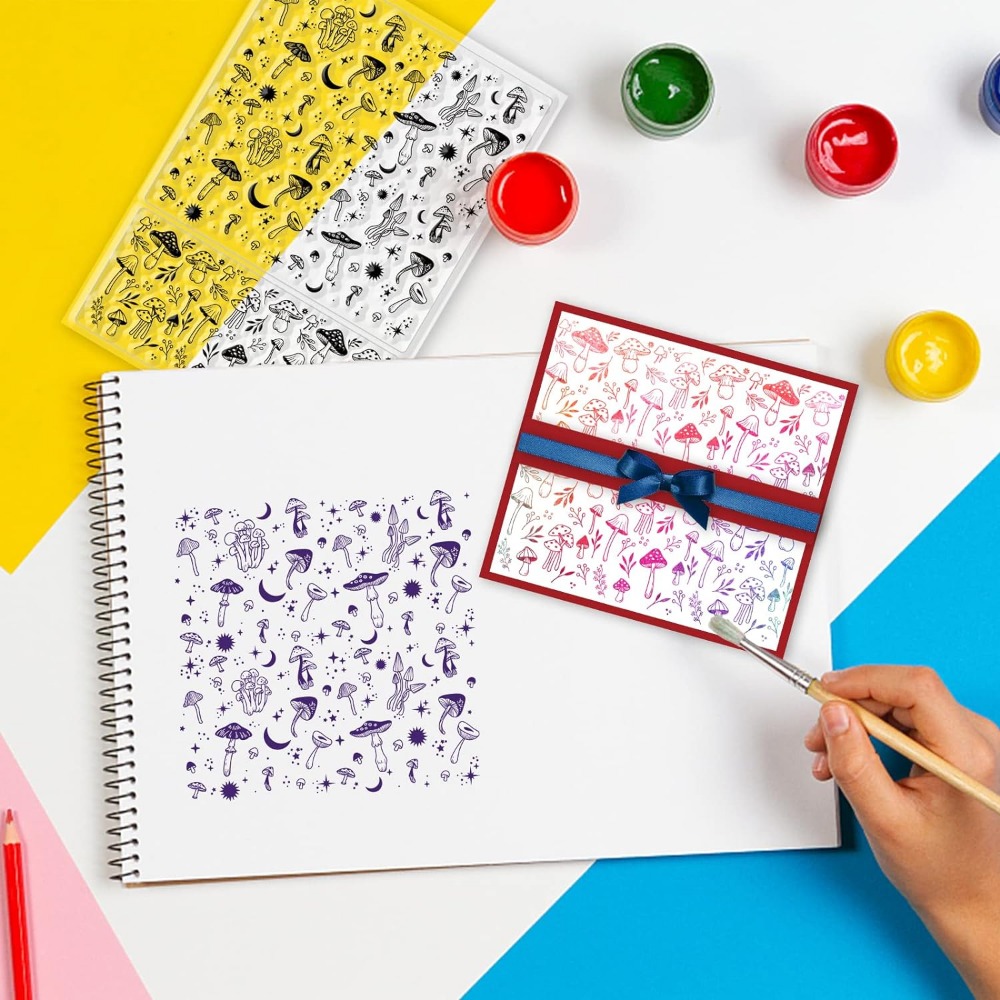 キノコの背景透明なシリコンスタンプ、カード作成のための植物シ - Clear Silicone Stamps For Card Making のレビューと価格