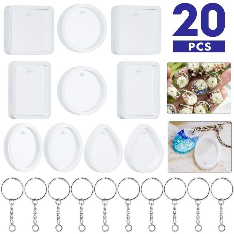 20個入りDIYキーホルダーペンダント用シリコンモールドキッ - Silicone Epoxy Resin Molds Set のレビューと価格