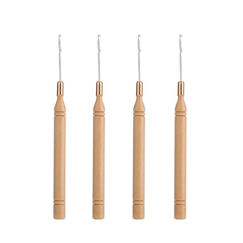 人間工学に基づいた木製ハンドルヘアエクステンションフック針ユ - Wooden Crochet Hooks Ergonomic Handle のレビューと価格