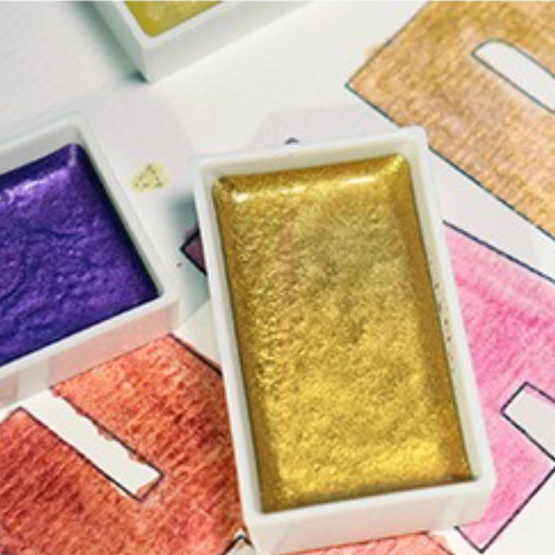 6 色水溶性メタルパール水彩顔料ソリッドセットアーティスト水 - Watercolor Paint Set Solid Pigment のレビューと価格