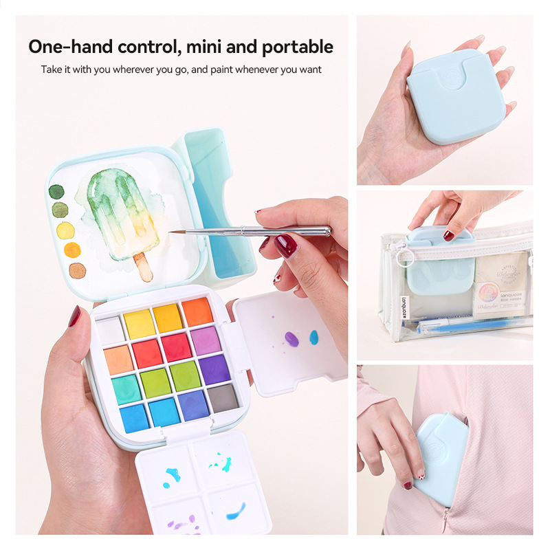 16 色ラングオ固体水彩絵の具セットポータブル収納袋絵画ブラ - Watercolor Paint Set Solid Pigment のレビューと価格