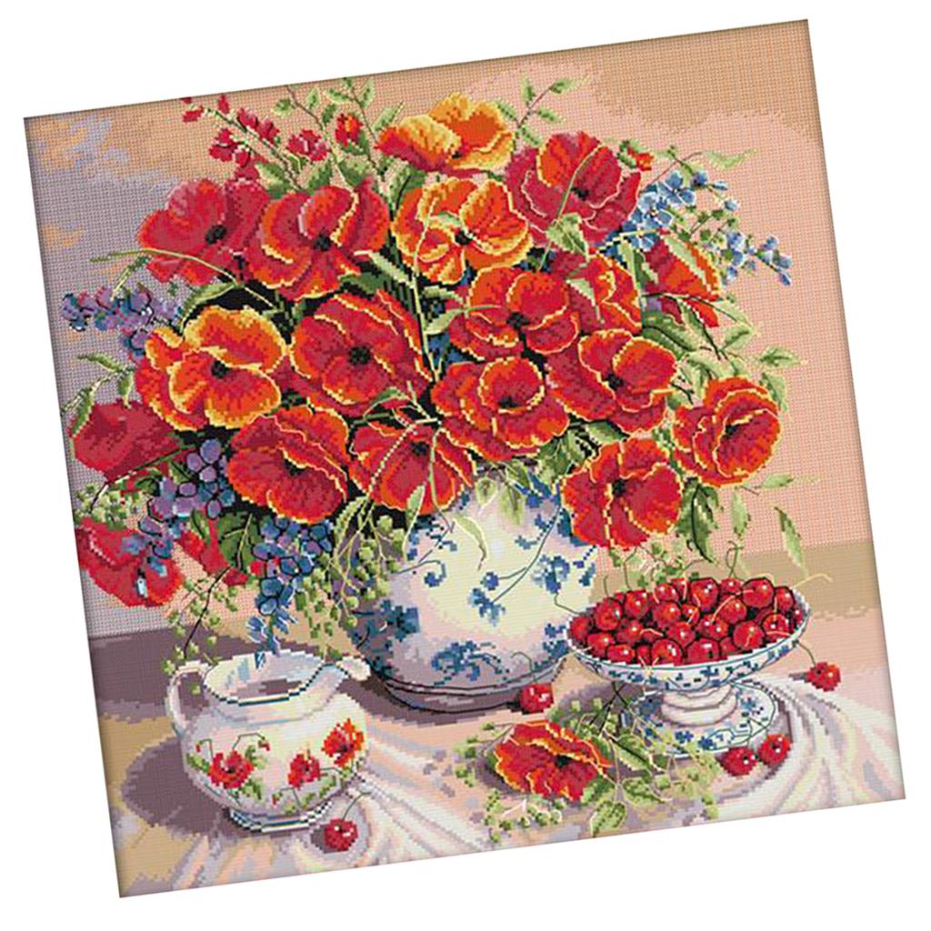 スタンプ付きクロスステッチキット、プリント花柄コットン刺繍キ - Cross Stitch Stamped Kits Beginners のレビューと価格